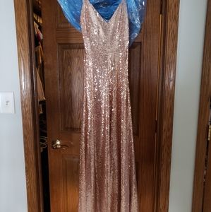 Lnk landscape pink sequin dress